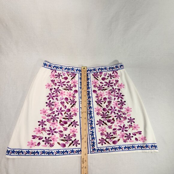 SOPHIE MAX Romantic Ivory Floral Stretchy Pull-On Mini Skirt Size L LIKE NEW! - Picture 15 of 16